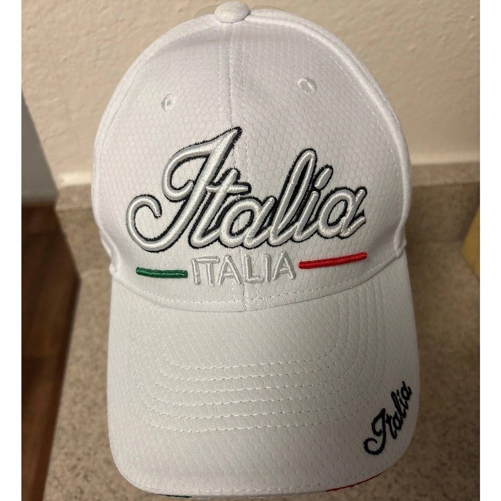 Italia Italy White Embroidered Baseball Cap Hat Adjustable Hook Loop Strap New